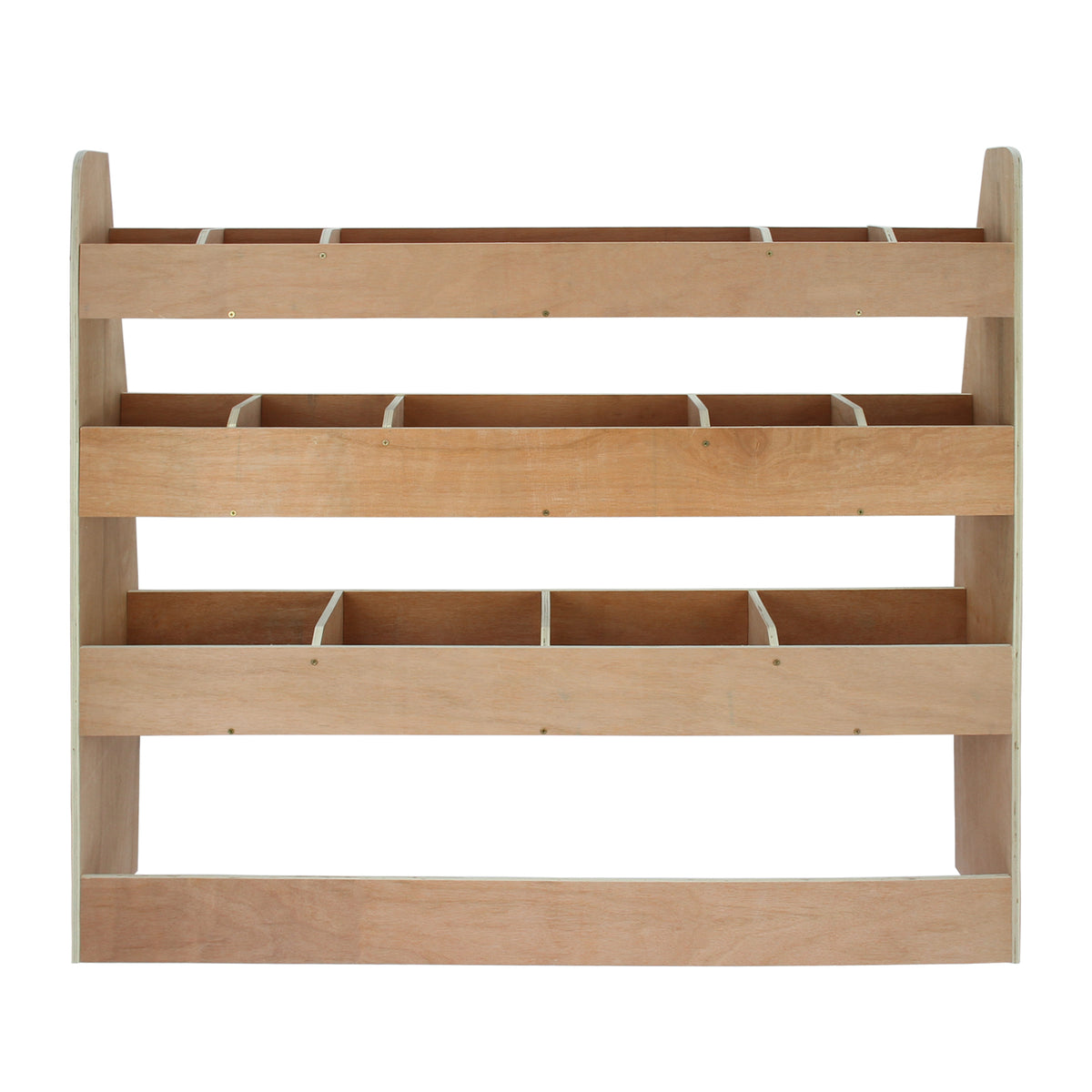 Holzregal für VW Caddy mit drei offenen Fächern, hellbraune Oberfläche, robuste Bauweise, ideal für die Fahrzeugorganisation und Aufbewahrung