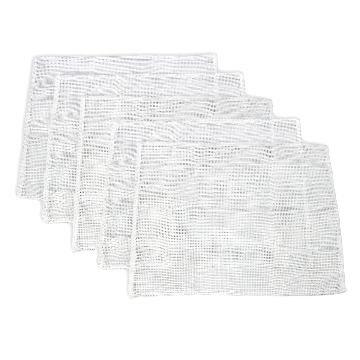 Transparente Pressnetze aus feinem Mesh für die KuKoo 6 Liter Obstpresse, ideal zum Filtern von Saft und Fruchtfleisch, langlebig und leicht zu reinigen