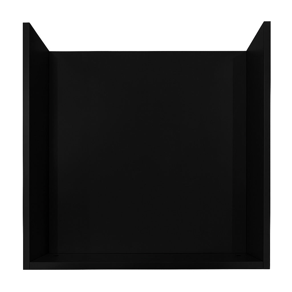 Schwarze TB60 Ladentheke mit Kassenblock, minimalistisches Design, glatte Oberfläche, rechteckige Form, ideal für Verkaufsräume und Geschäfte