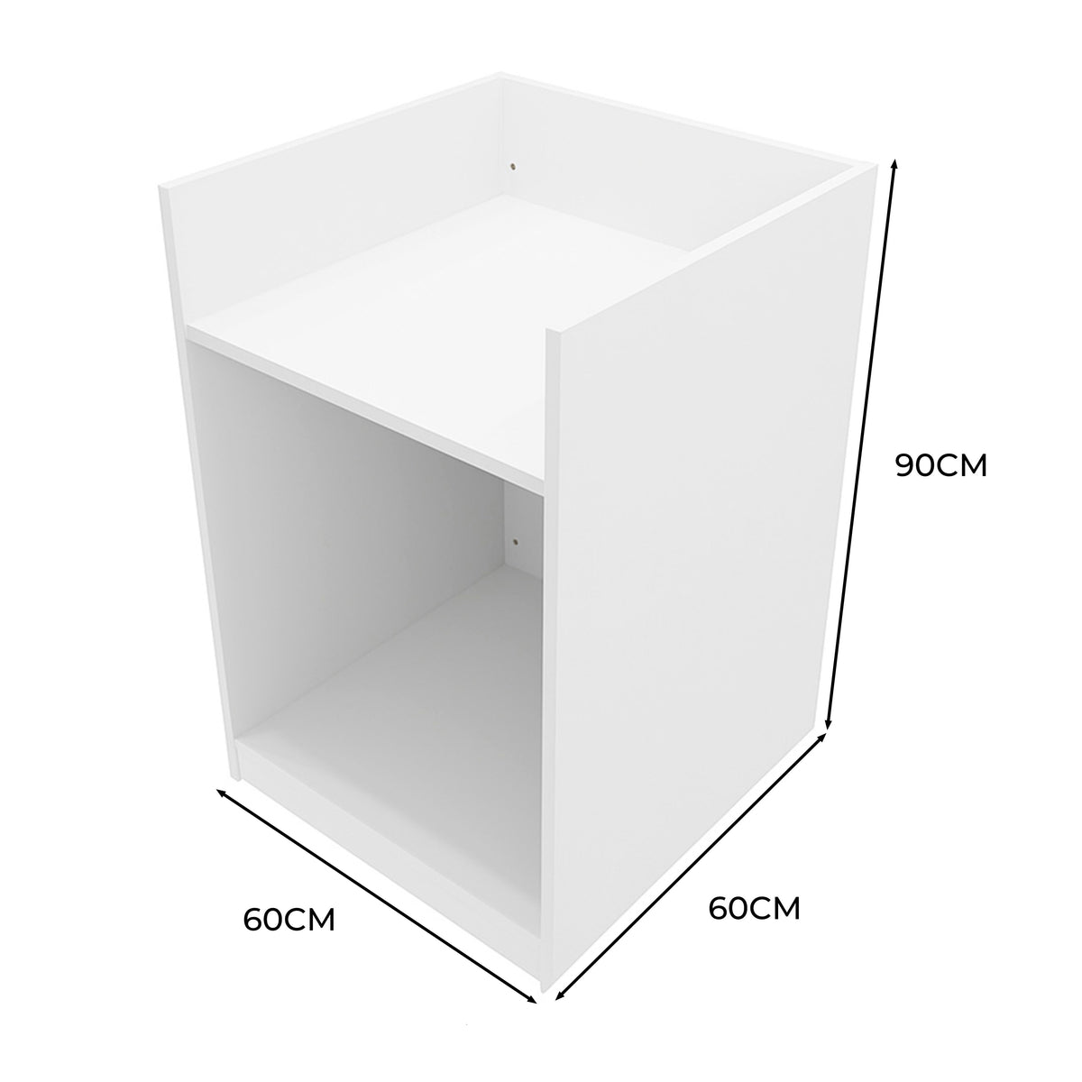 Moderne, weiße Ladentheke mit Kassenblock, rechteckig, aus robustem Material, 90 cm hoch und 60 cm breit, ideal für Einzelhandelsgeschäfte