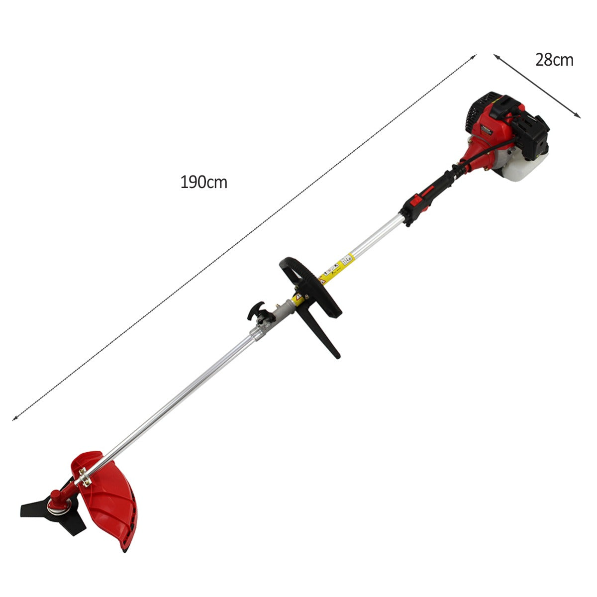 T-Mech 5 in 1 Multiwerkzeug in Rot und Schwarz, mit einem langen, stabilen Aluminiumgriff und verschiedenen Aufsätzen für vielseitige Gartenarbeiten
