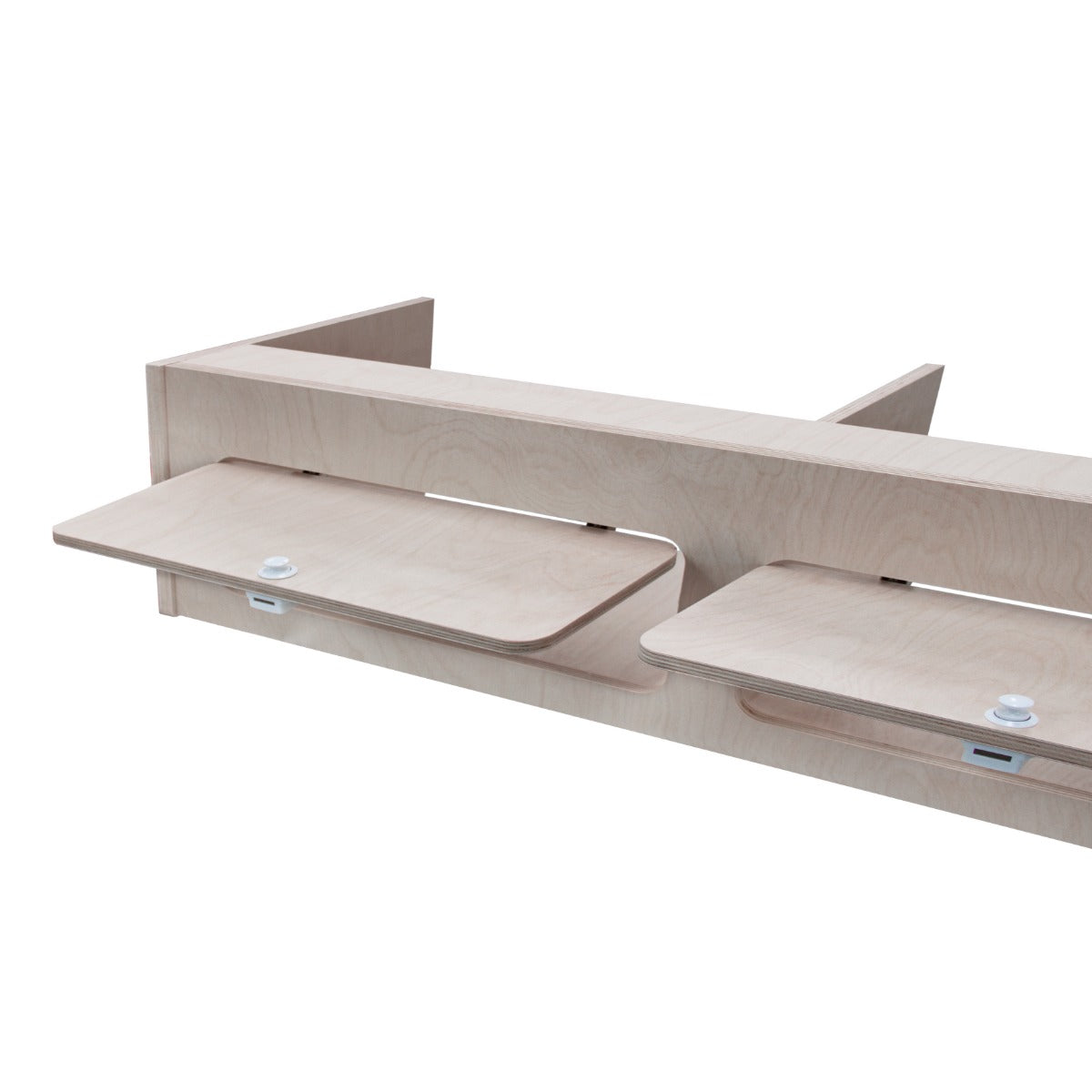 Hängeschrank für Wohnwagen aus hellem Holz, 100cm x 25cm x 25cm, mit zwei klappbaren Regalen und glatten Oberflächen für modernen Stil