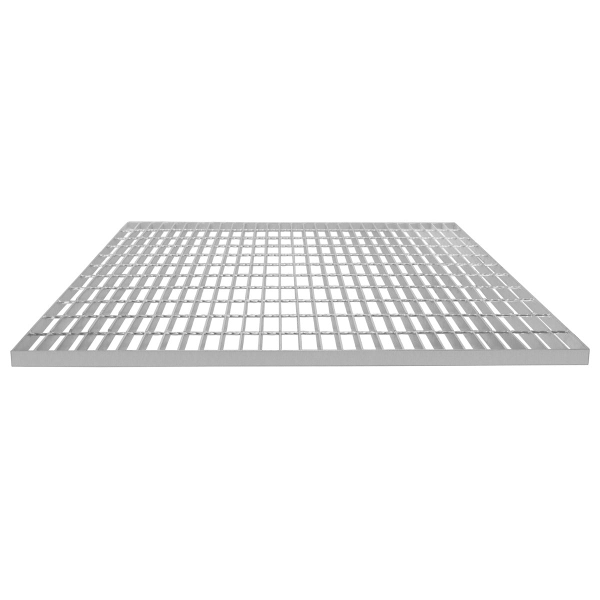 Verzinkter Gitterrost in rechteckiger Form, 1100mm x 1000mm, mit gleichmäßigem, stabilen Gittermuster und glänzender, silberner Oberfläche