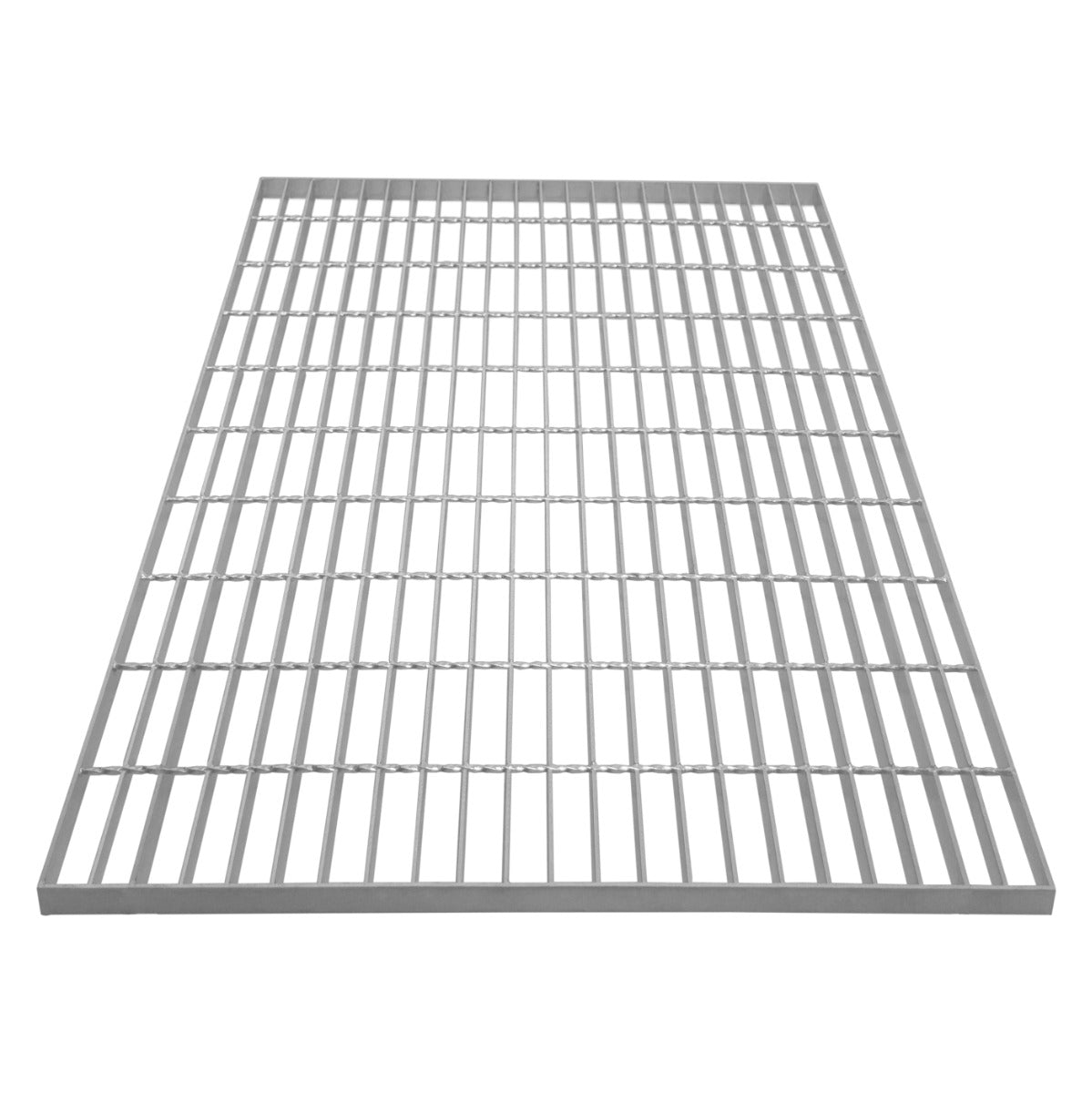 Verzinkter Gitterrost in rechteckiger Form, 1000mm x 800mm, mit gleichmäßigen, stabilen Streben und silberner, glänzender Oberfläche