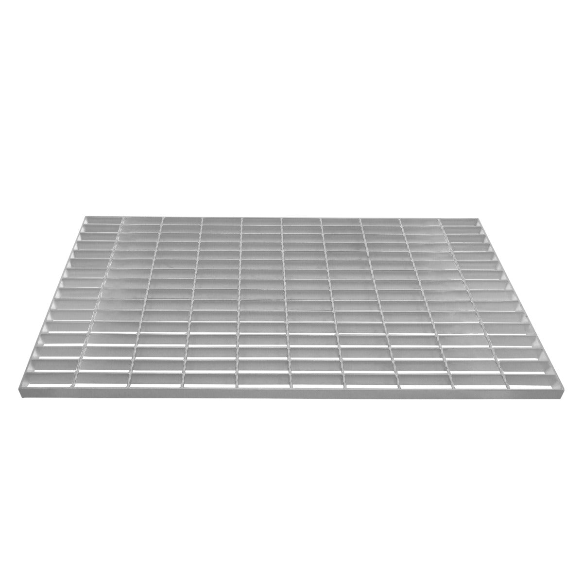 Verzinkter Gitterrost in rechteckiger Form, 1000mm x 500mm, mit gleichmäßigen quadratischen Öffnungen und glatter, silberner Oberfläche