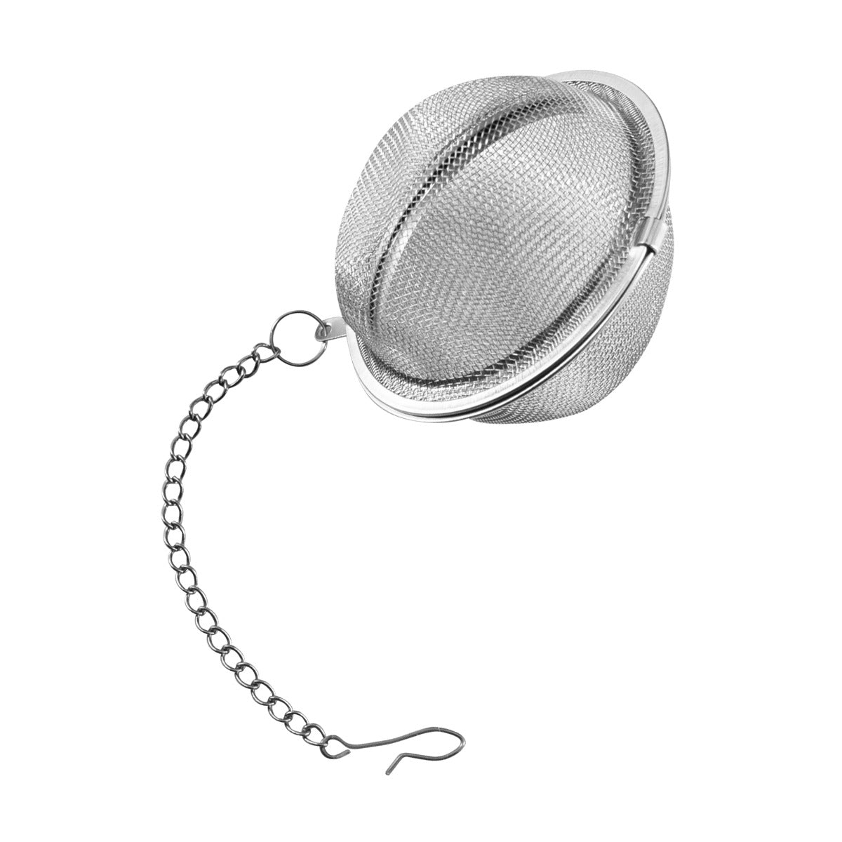 Silberner Teesieb aus feinem Edelstahl mit Kette, rundes Design, ideal zum Aufbrühen von losem Tee in Tassen oder Kannen
