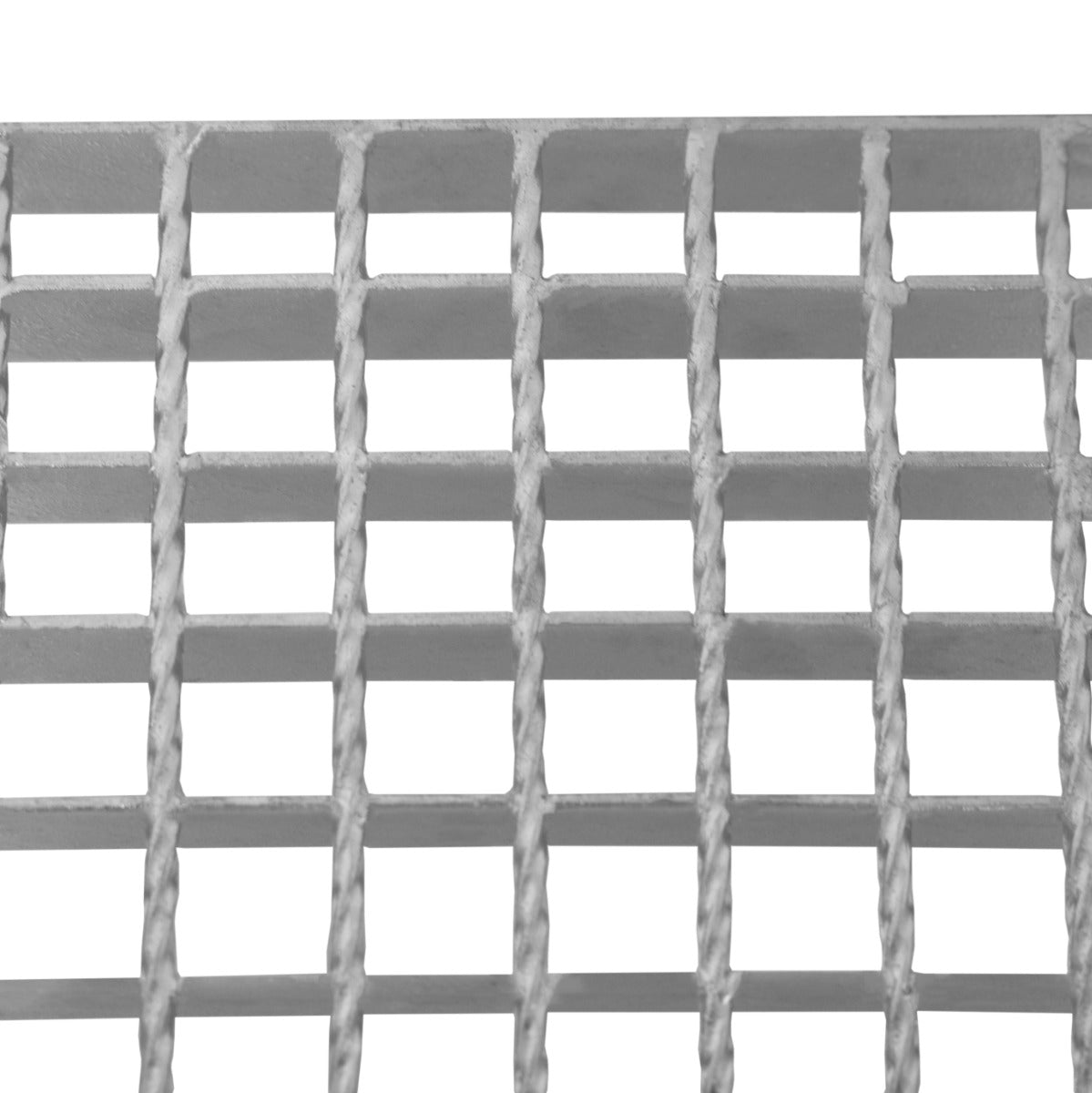 Verzinkter Stahl Stufen mit 900 mm Breite, rechteckiges Gitterdesign, robuste Struktur, glänzende silberne Oberfläche und gleichmäßige Maschen