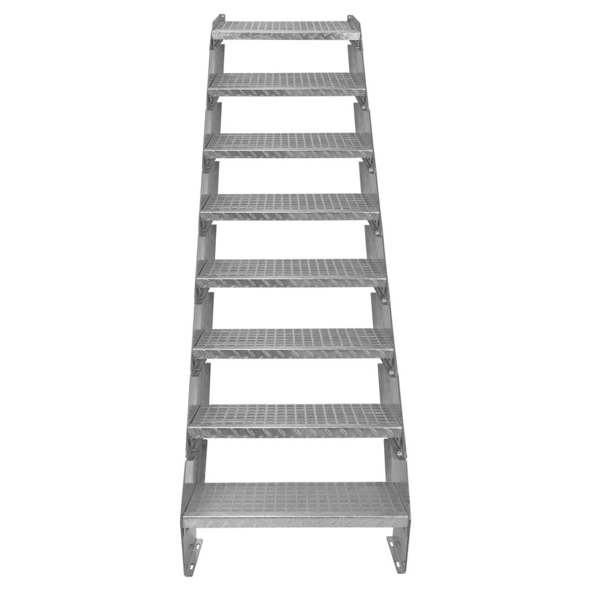 Verstellbare achtteilige Treppe aus verzinktem Stahl, 600 mm breit, mit rutschfesten Stufen und robustem, langlebigem Design für sicheren Zugang