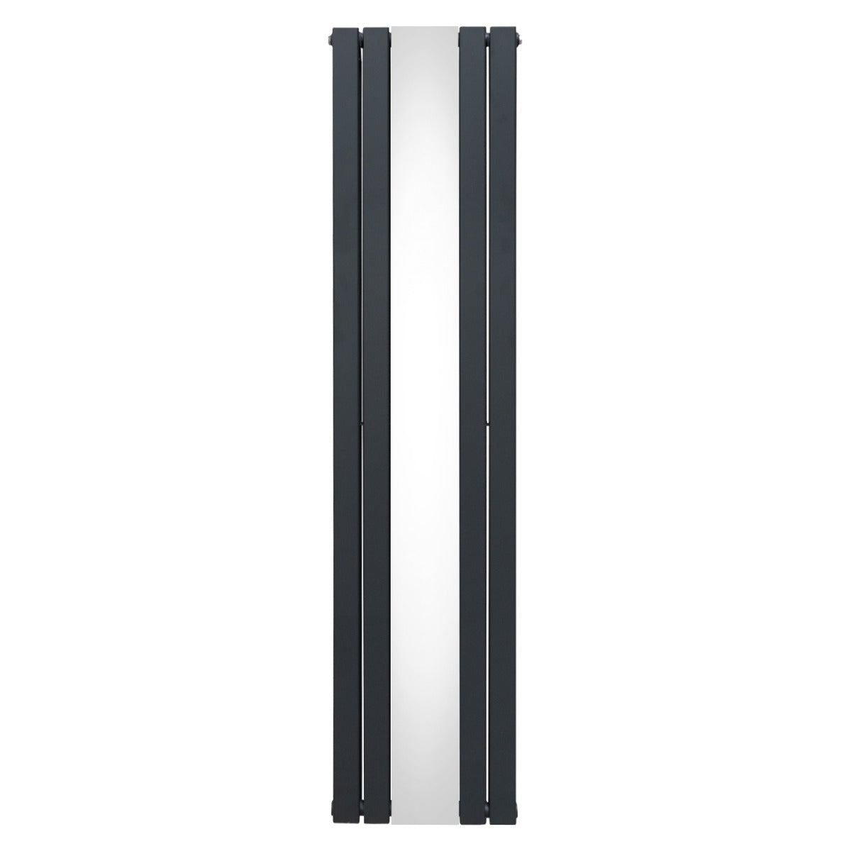 Anthrazitgrauer Heizkörper mit integriertem Spiegel, 1800mm x 425mm, schlankes Design, glatte Oberfläche, ideal für moderne Badezimmer und Flure