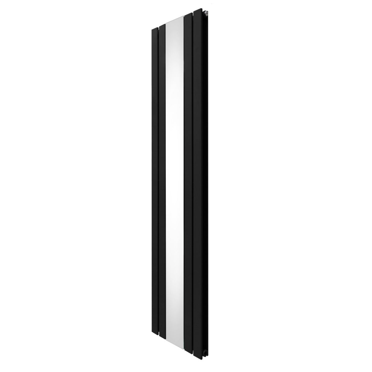 Schwarzer Heizkörper mit integriertem Spiegel, 1800mm x 425mm, schlankes Design, glatte Oberfläche, ideal für moderne Innenräume