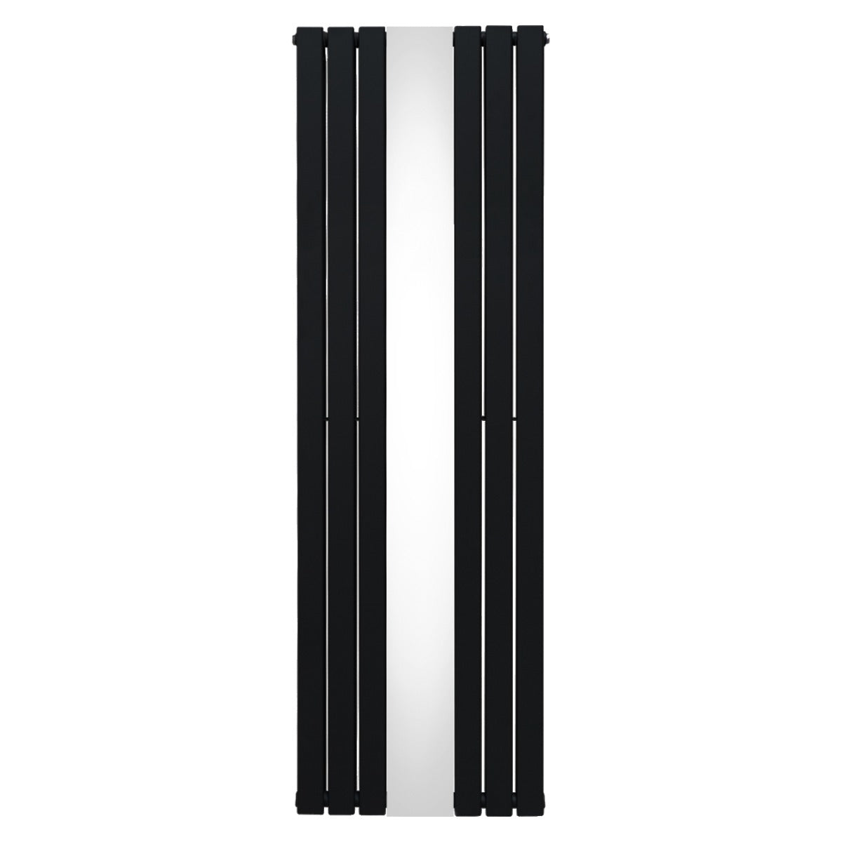 Schwarzer Heizkörper mit integriertem Spiegel, 1800mm x 565mm, modernes Design mit glatten Linien und glänzender Oberfläche, ideal für stilvolle Badezimmer