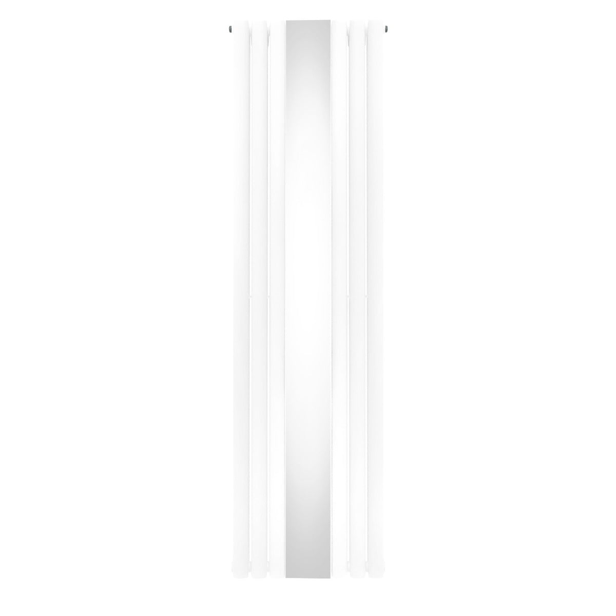Ovaler Röhrenheizkörper in Weiß mit integriertem Spiegel, 1800mm x 500mm, modernes Design, glatte Oberfläche und elegante Form für stilvolle Badezimmer