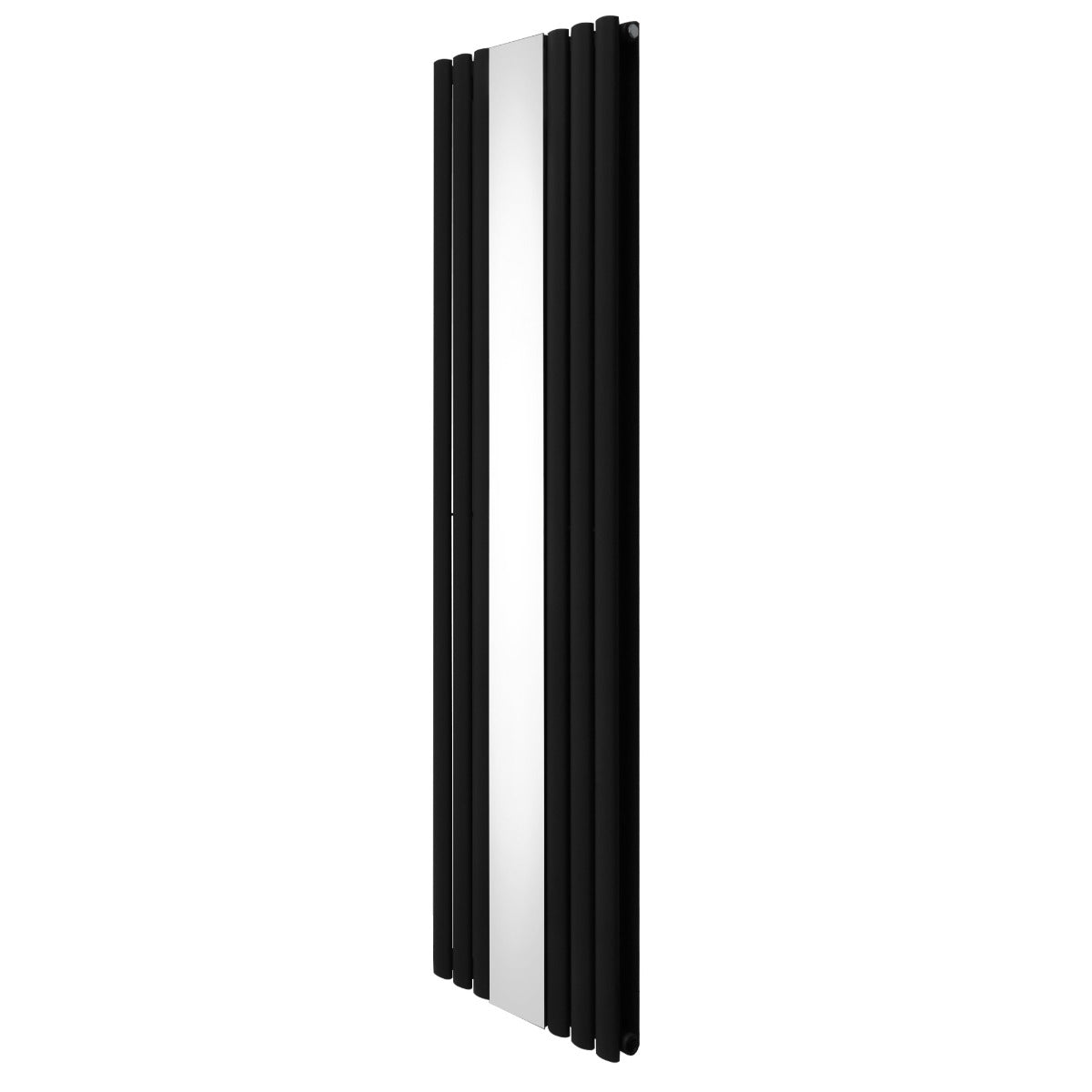 Ovaler schwarzer Röhrenheizkörper mit integriertem Spiegel, 1800mm x 500mm, modernes Design, glatte Oberfläche und elegante Linienführung