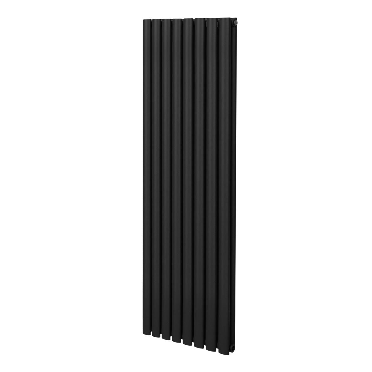Ovaler Röhrenheizkörper in Schwarz, 1600mm x 480mm, mit glatter Oberfläche und eleganten, vertikalen Röhren für modernen Wohnstil