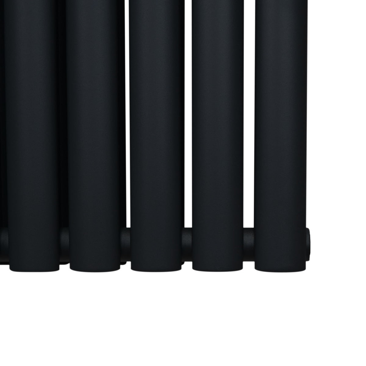 Ovaler Röhrenheizkörper in mattem Schwarz, 1600mm x 600mm, mit glatten, runden Rohren und modernem Design, ideal für stilvolle Heizlösungen