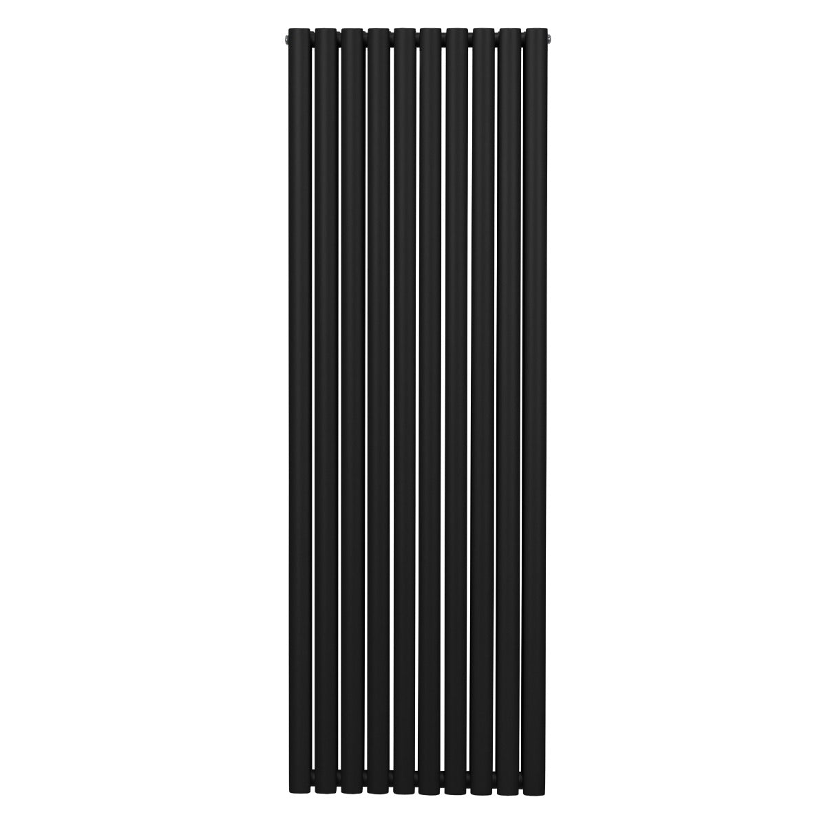 Ovaler Röhrenheizkörper in Schwarz, 1800mm x 600mm, mit glatten, vertikalen Röhren und modernem Design, ideal für stilvolle Heizlösungen