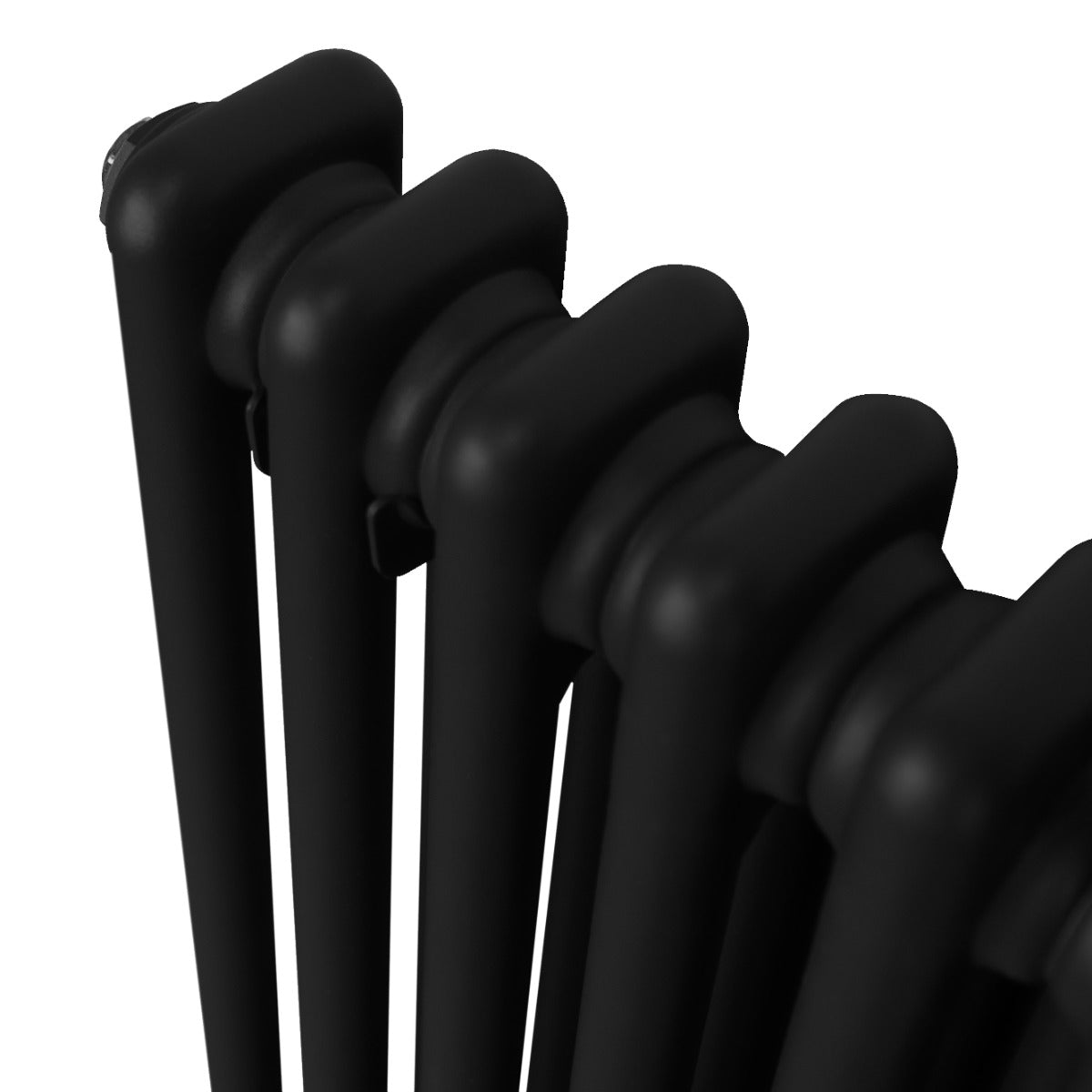 Traditioneller 2-Spalten-Heizkörper in elegantem Schwarz, mit glatten, runden Kanten und robustem Metallmaterial, ideal für moderne Wohnräume