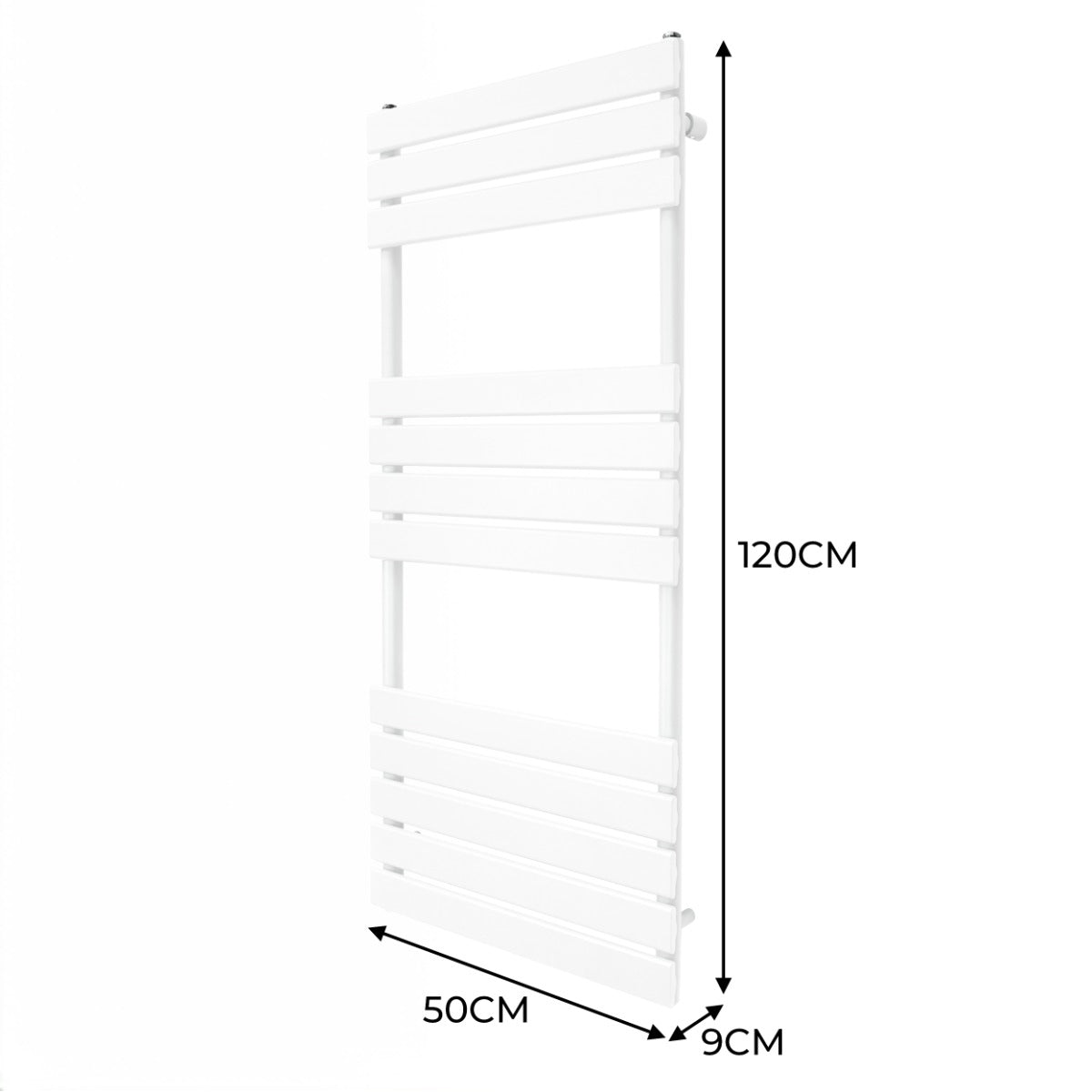 Flachheizkörper für Handtücher in Weiß, 1200mm x 500mm, mit glatten, modernen Linien und einem eleganten, minimalistischen Design