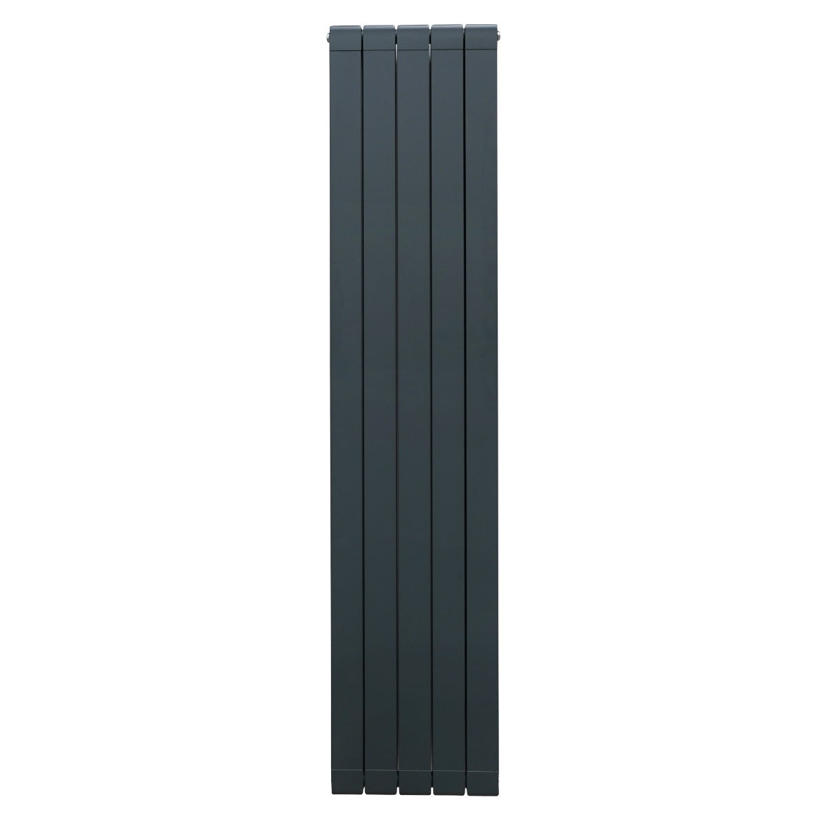 Anthrazitgrauer Aluminium Paneelheizkörper mit schlankem, vertikalem Design, 1800mm hoch und 395mm breit, ideal für moderne Innenräume