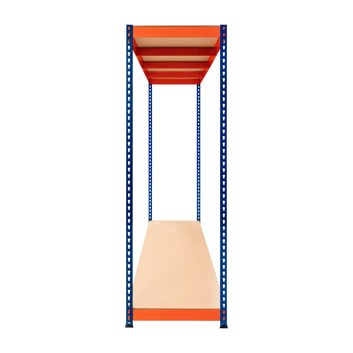 S-Rax Regal mit zwei Böden in leuchtendem Orange und Blau, robustes Metallgestell, ideal für Lagerung und Organisation, Maße 180cm x 180cm x 60cm