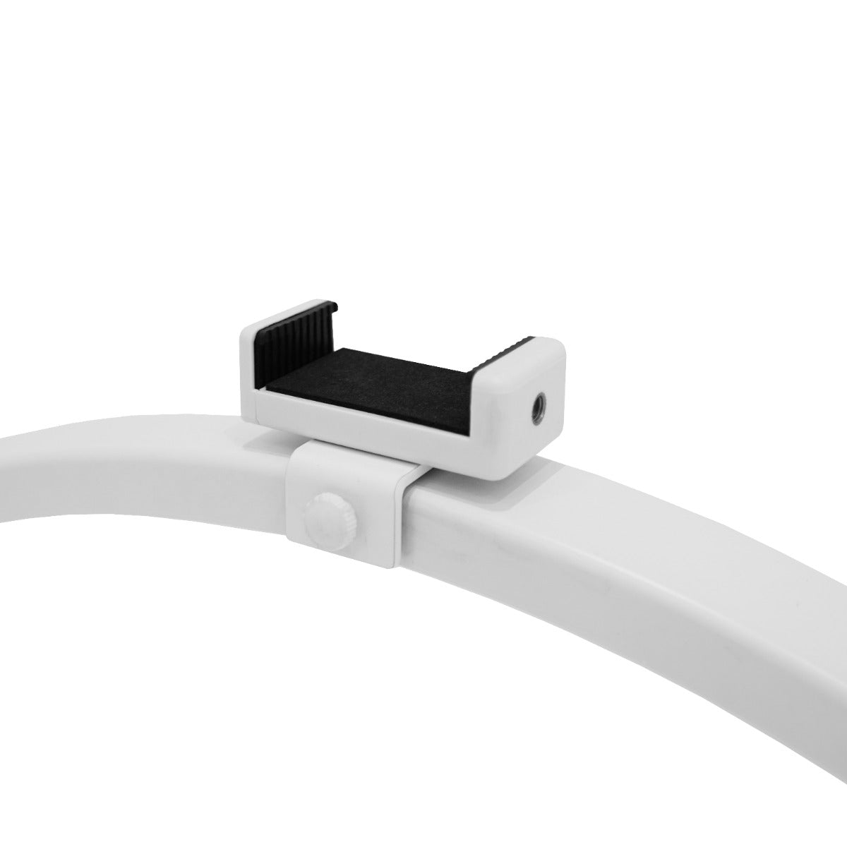Weißer Halter für LED Halbmondlampe, mit rutschfester Gummibeschichtung, ideal für den professionellen Einsatz am Maniküretisch