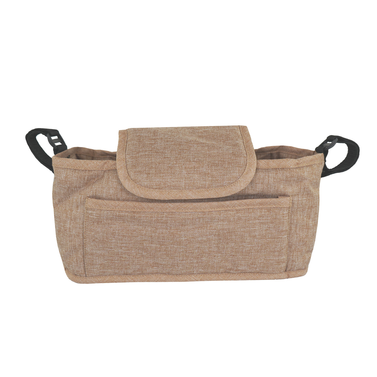 Gewebte beige Haustierwagen Fronttasche mit Klappe, zwei seitlichen Taschen und robusten Tragegriffen für zusätzlichen Komfort und Funktionalität