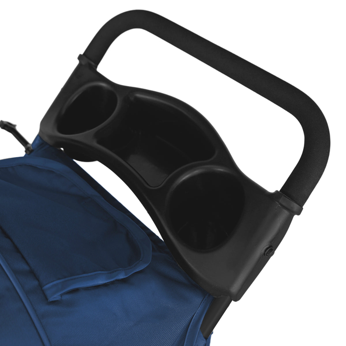 Haustierwagen in Marineblau mit praktischer Regenabdeckung, robustem Material, ergonomischem Griff und integrierten Getränkehaltern für zusätzlichen Komfort