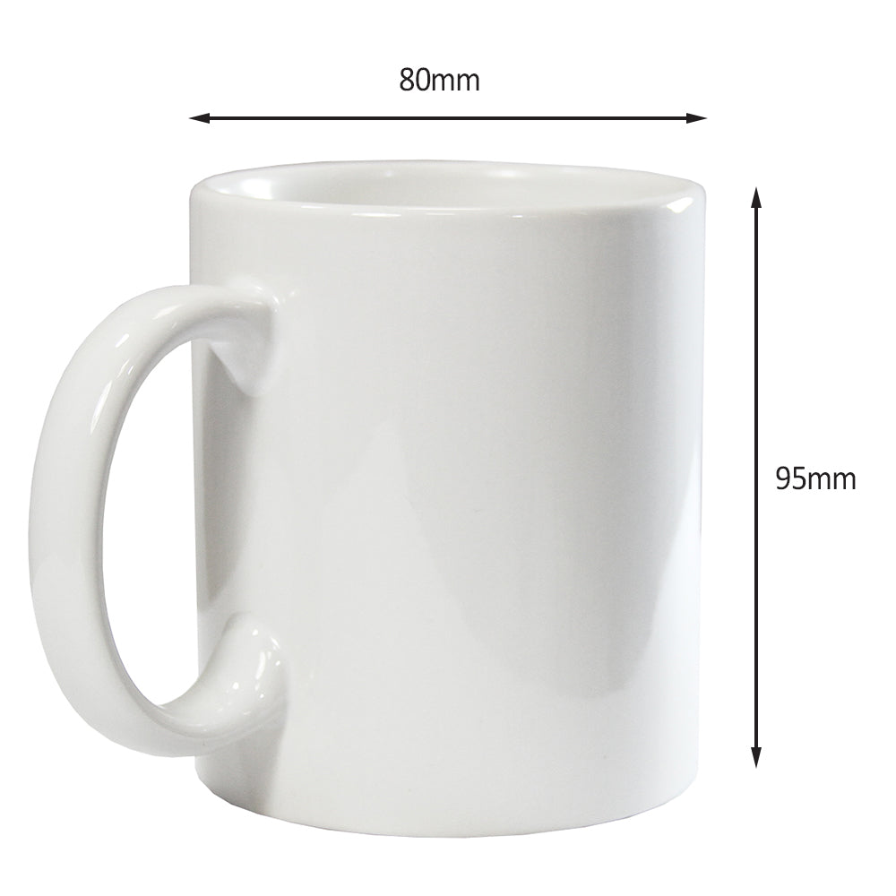 72 weiße Sublimationsbecher mit glatter Oberfläche, rundem Körper und einem stabilen Henkel, ideal für personalisierte Designs und Geschenke