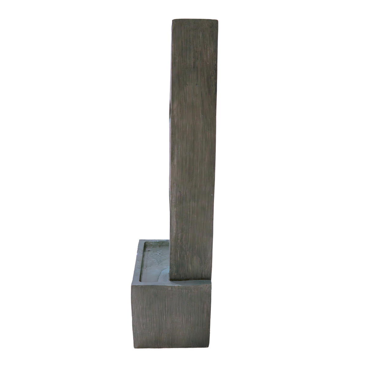 Elegante elektrische Wasseranlage "Harmony Falls" aus grauem Beton mit strukturiertem Finish, rechteckiger Basis und vertikalem Wassersäulen-Design