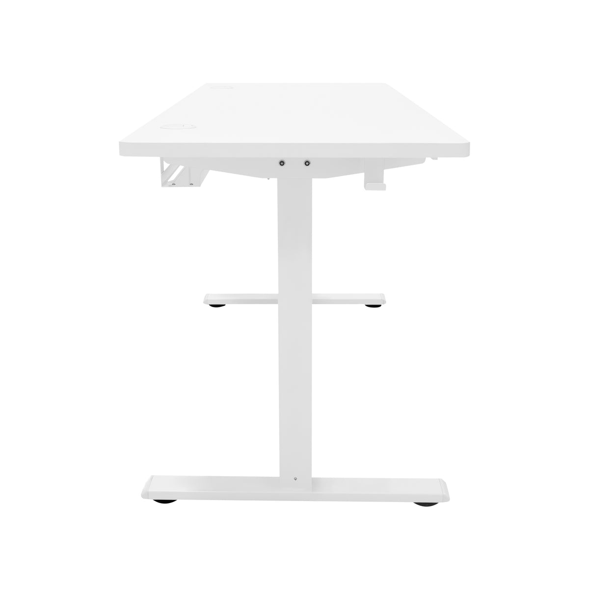 Elektrischer Stehschreibtisch in Weiß, 160 cm x 60 cm, mit schlichter, moderner Form und stabiler Metallbasis, ideal für ergonomisches Arbeiten