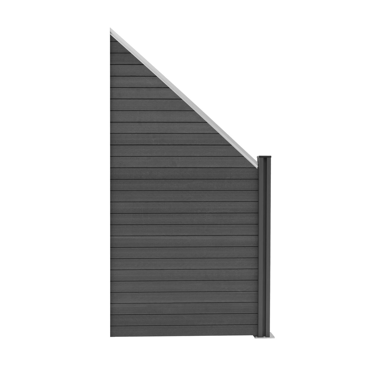 WPC Sichtschutzzaun Eckzaun Element in Grau, mit horizontalen Lamellen, schrägem Design und robustem, wetterfestem Material für optimale Privatsphäre