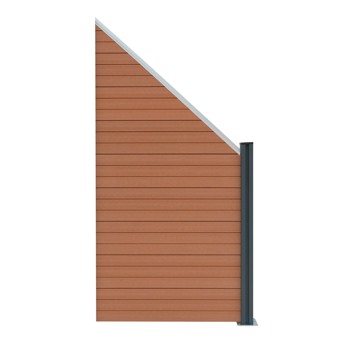 Braunes WPC Sichtschutzzaun Eckzaun Element mit schräger Oberkante, glatte Textur und robuste, wetterbeständige Materialien für Garten- und Terrassenschutz