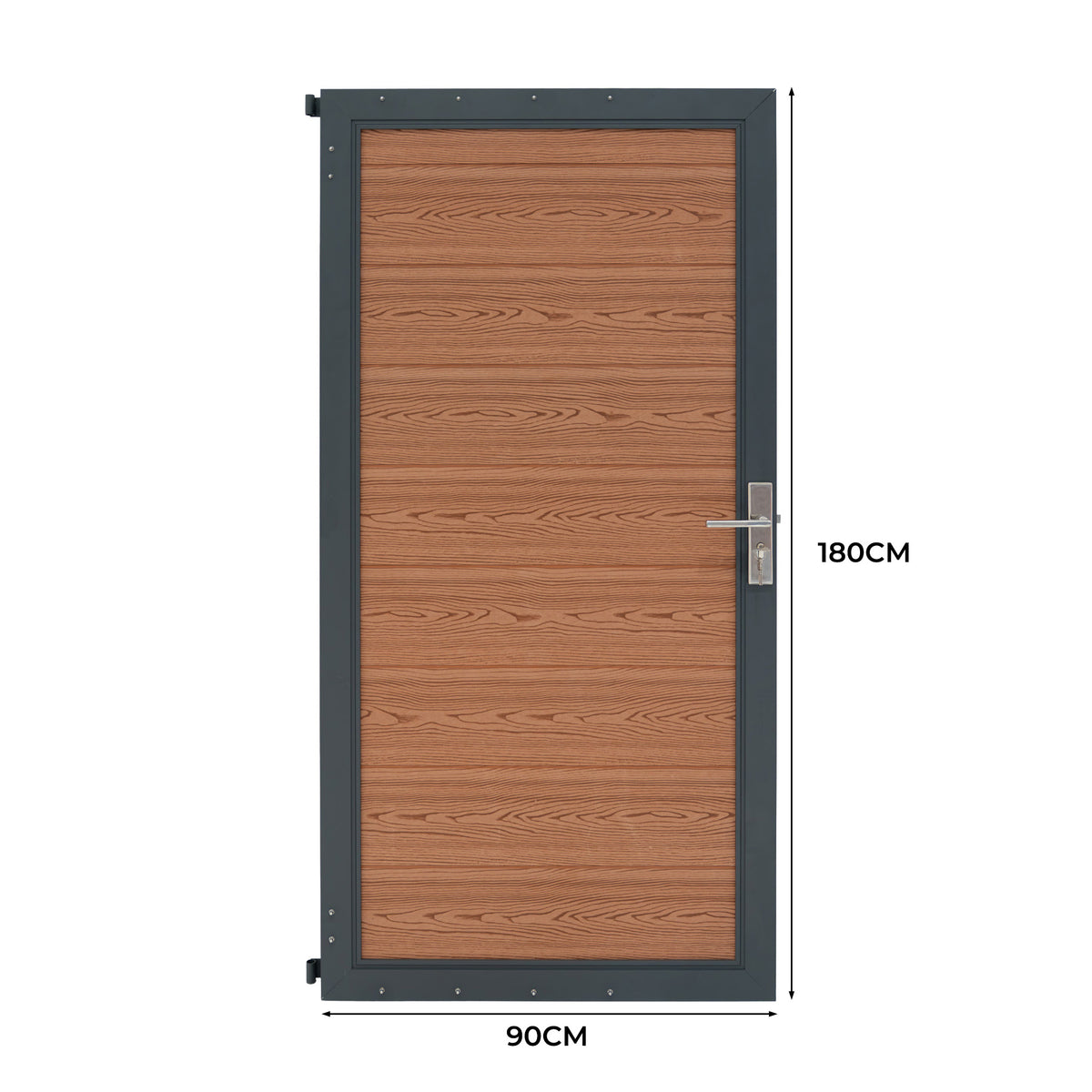 Braunes WPC Sichtschutzzaun Tor mit Holzoptik, 90 cm breit und 180 cm hoch, robustes Material, moderne, klare Linien und elegantes Design