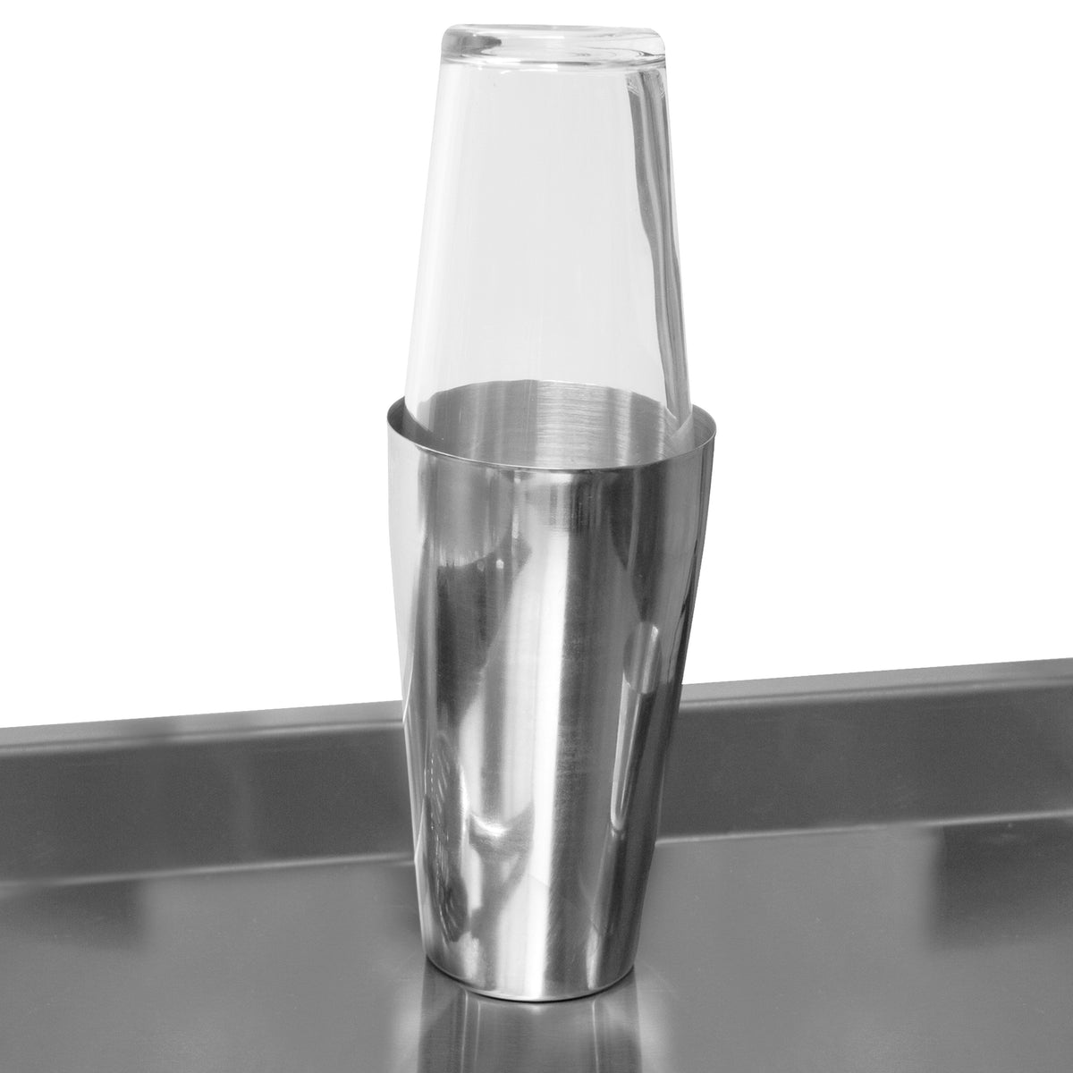 Modulare Deluxe-Cocktailbar-Station mit glänzendem Edelstahl und klarem Glas, ideal für elegante Cocktails und Partys