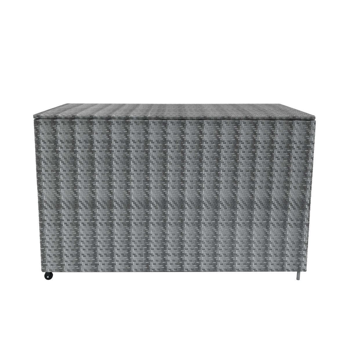 Modulares 7-teiliges Rattan-Möbelset in Grau mit einer praktischen Aufbewahrungsbox, strukturiert und wetterfest, ideal für den Außenbereich