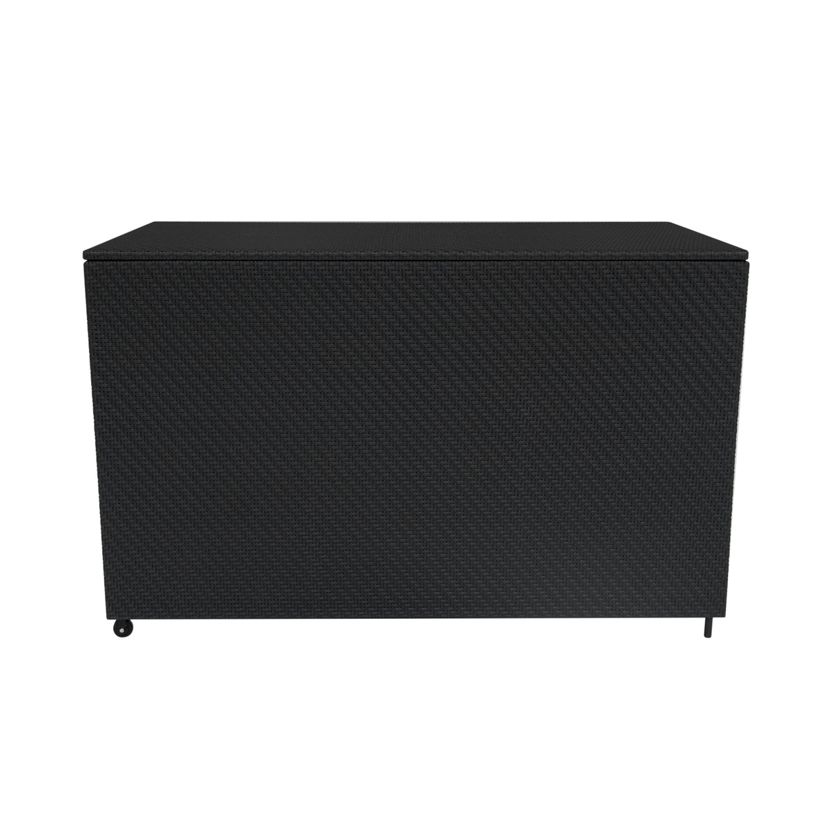 Schwarze Rattan Aufbewahrungsbox mit strukturiertem Gewebe, rechteckig, ideal für die Aufbewahrung im Garten oder auf der Terrasse