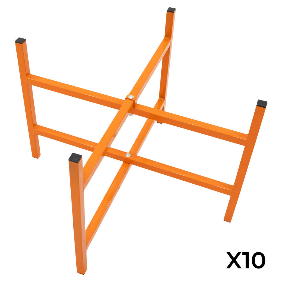 Robuster Mörtelbrettständer in leuchtendem Orange, 500 mm hoch, aus stabilem Metall mit quadratischen Füßen für sicheren Stand, Set mit 10 Stück