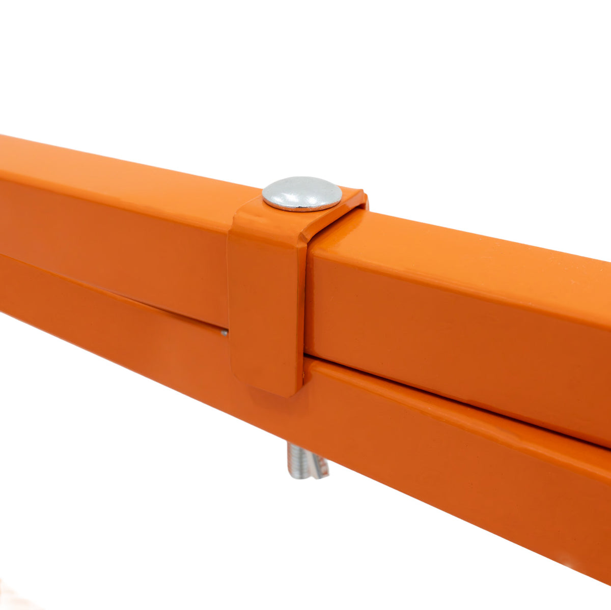 Robuster Mörtelbrettständer in leuchtendem Orange, 750 mm hoch, mit stabiler Metallkonstruktion und silbernem Befestigungselement für sicheren Halt