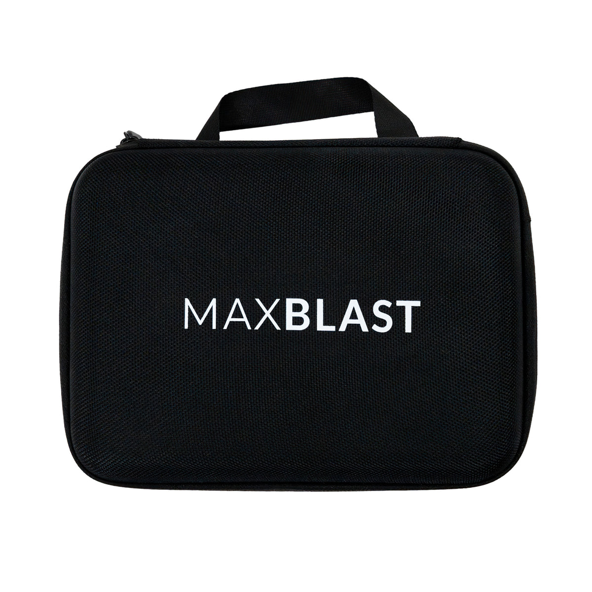 Schwarze Tragetasche mit Reißverschluss, beschriftet mit "MAXBLAST", ideal für die Aufbewahrung einer Dachrinnenreinigung Kamera und Zubehör