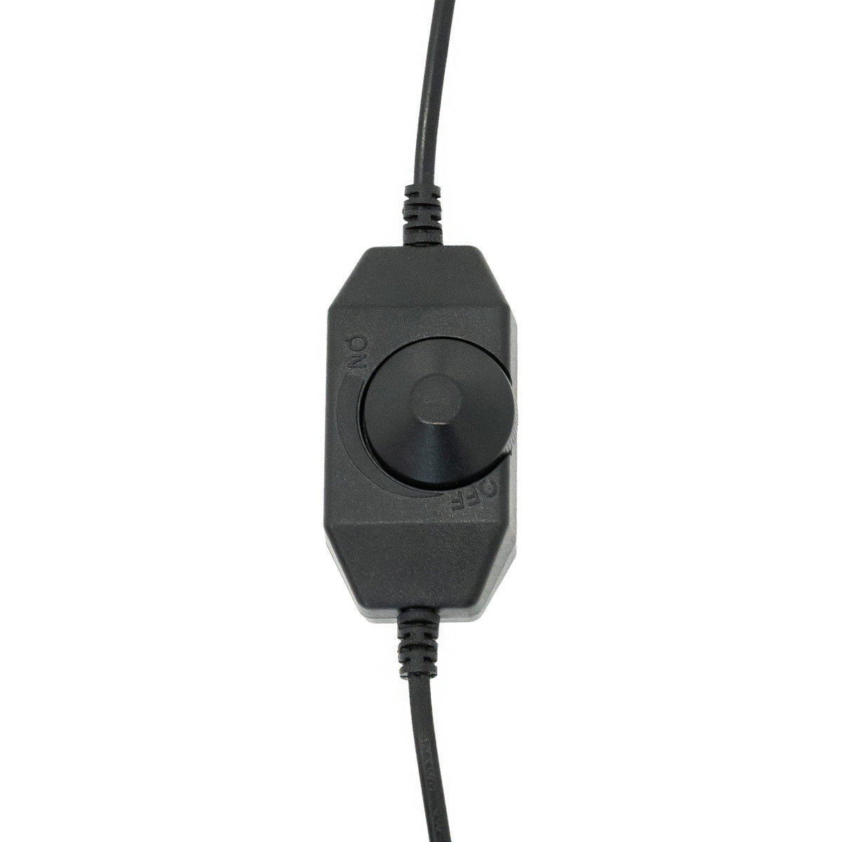Schwarzer Dimmer-Schalter mit runder Drehknopf, ideal für die Anpassung der Helligkeit von Ringlichtern, robustes Kabel für einfache Handhabung