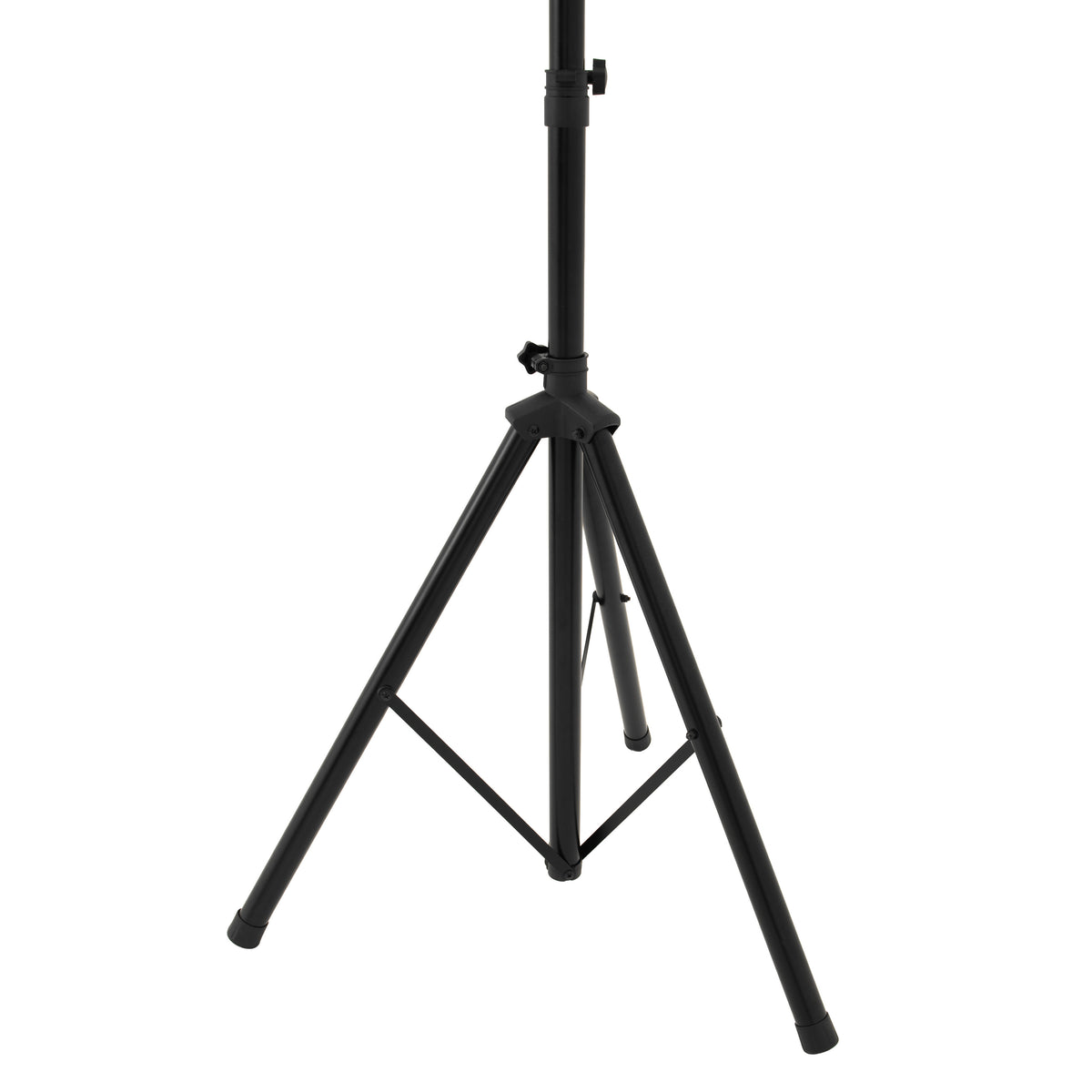 Schwarzes, stabiles Stativ mit drei Beinen, ideal für Fotografie und Videoproduktion, aus robustem Metall mit rutschfesten Füßen