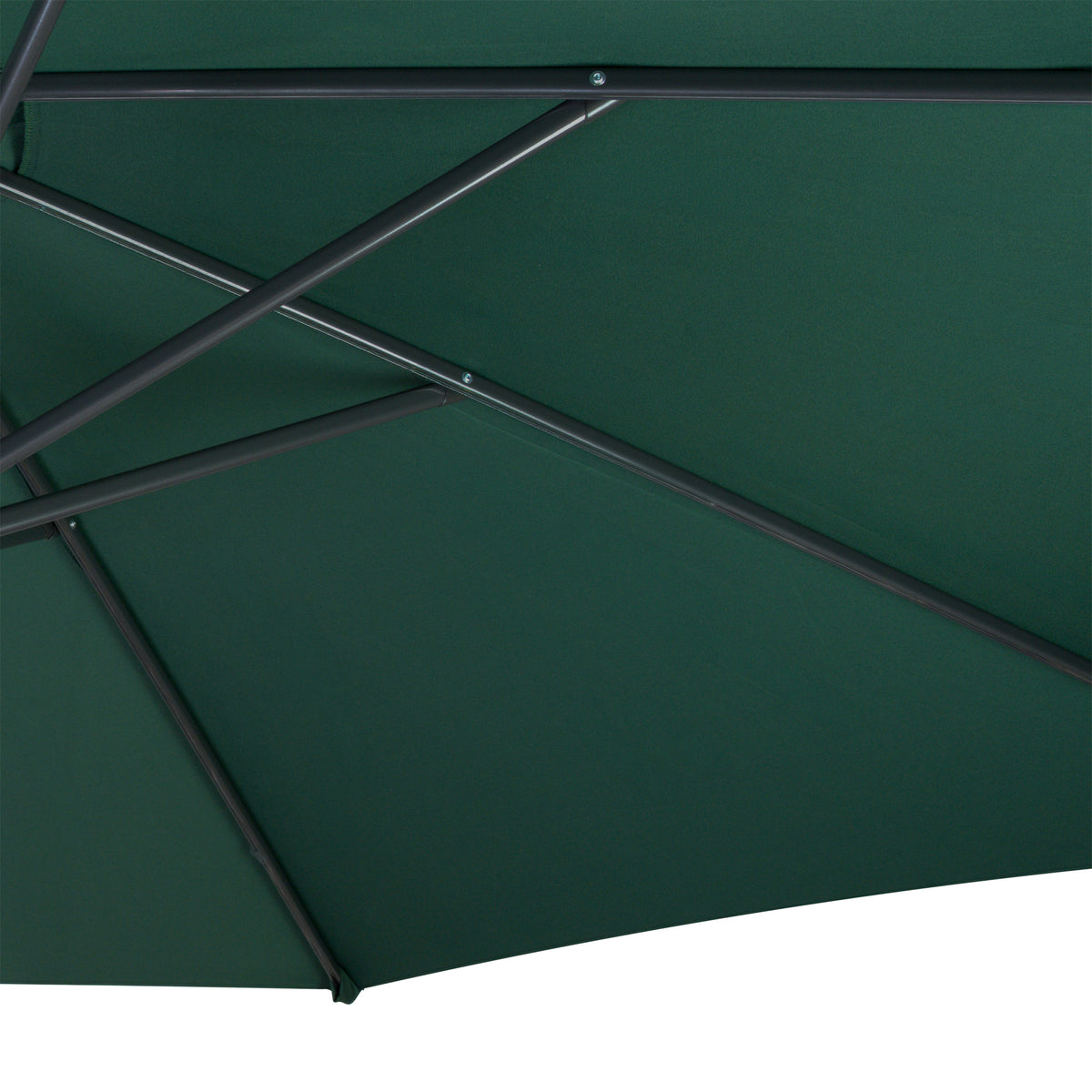 Grüner Ausleger-Sonnenschirm mit robustem Gestell, 3 Meter Durchmesser, ideal für Garten und Terrasse, bietet großzügigen Schatten