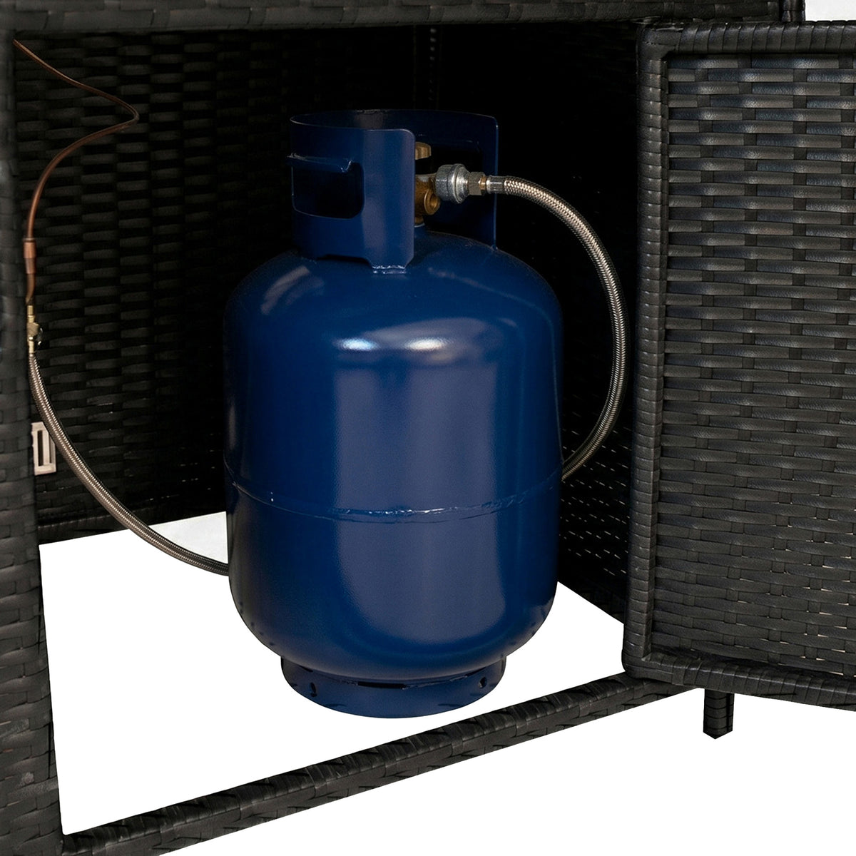 11-Sitzer Rattanmöbel Set mit Feuerstelle - Schwarz