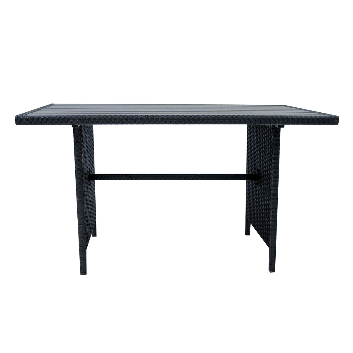 Rattan Eckset mit Verbundstoff-Tisch – Schwarz