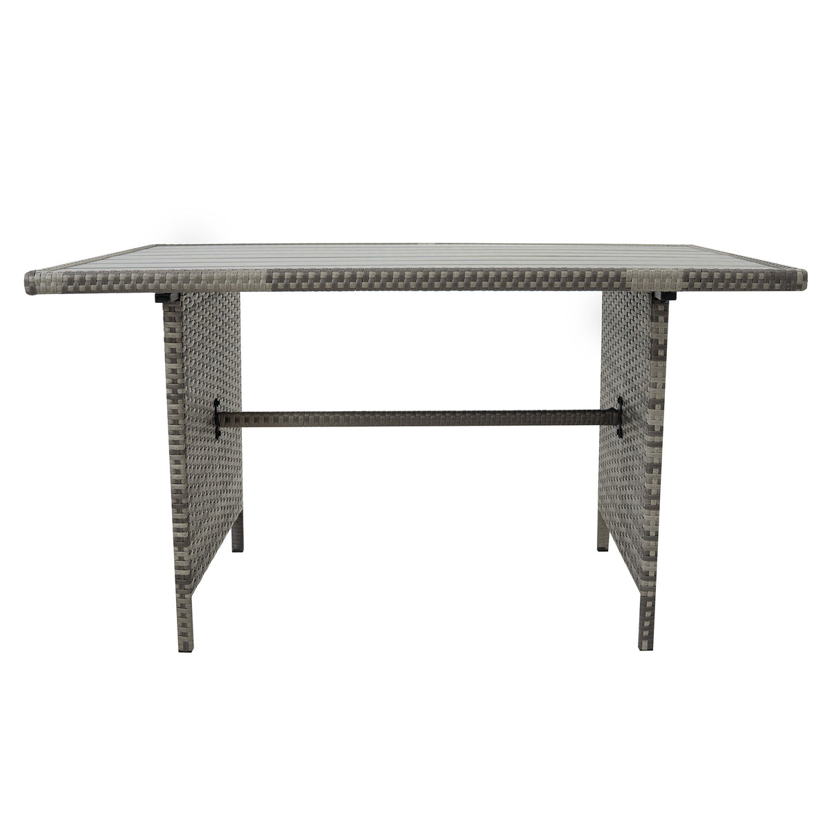 Rattan Eckset mit Verbundstoff-Tisch – Grau