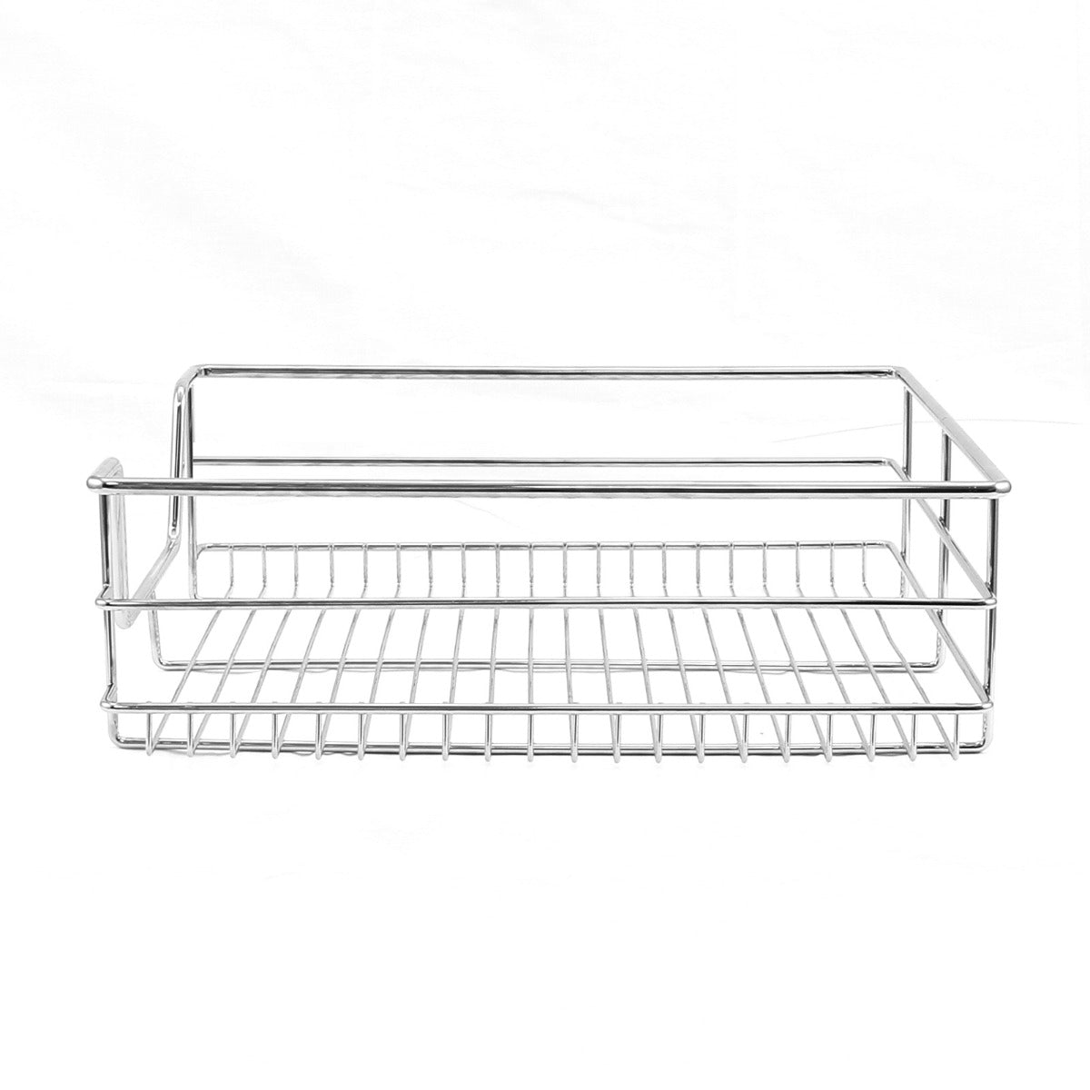 Ausziehbare Küchenschublade aus glänzendem Edelstahl, rechteckig mit offenen Gitterdesign, ideal für 40 cm breite Schränke zur optimalen Aufbewahrung