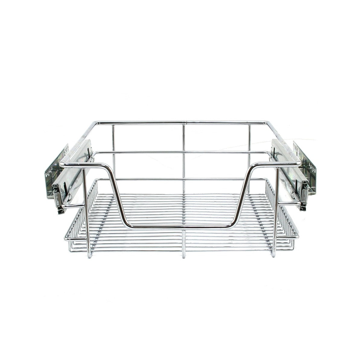 Ausziehbare Küchenschublade aus verchromtem Metall, mit einem offenen Gitterdesign, ideal für 40 cm breite Schränke, robust und funktional