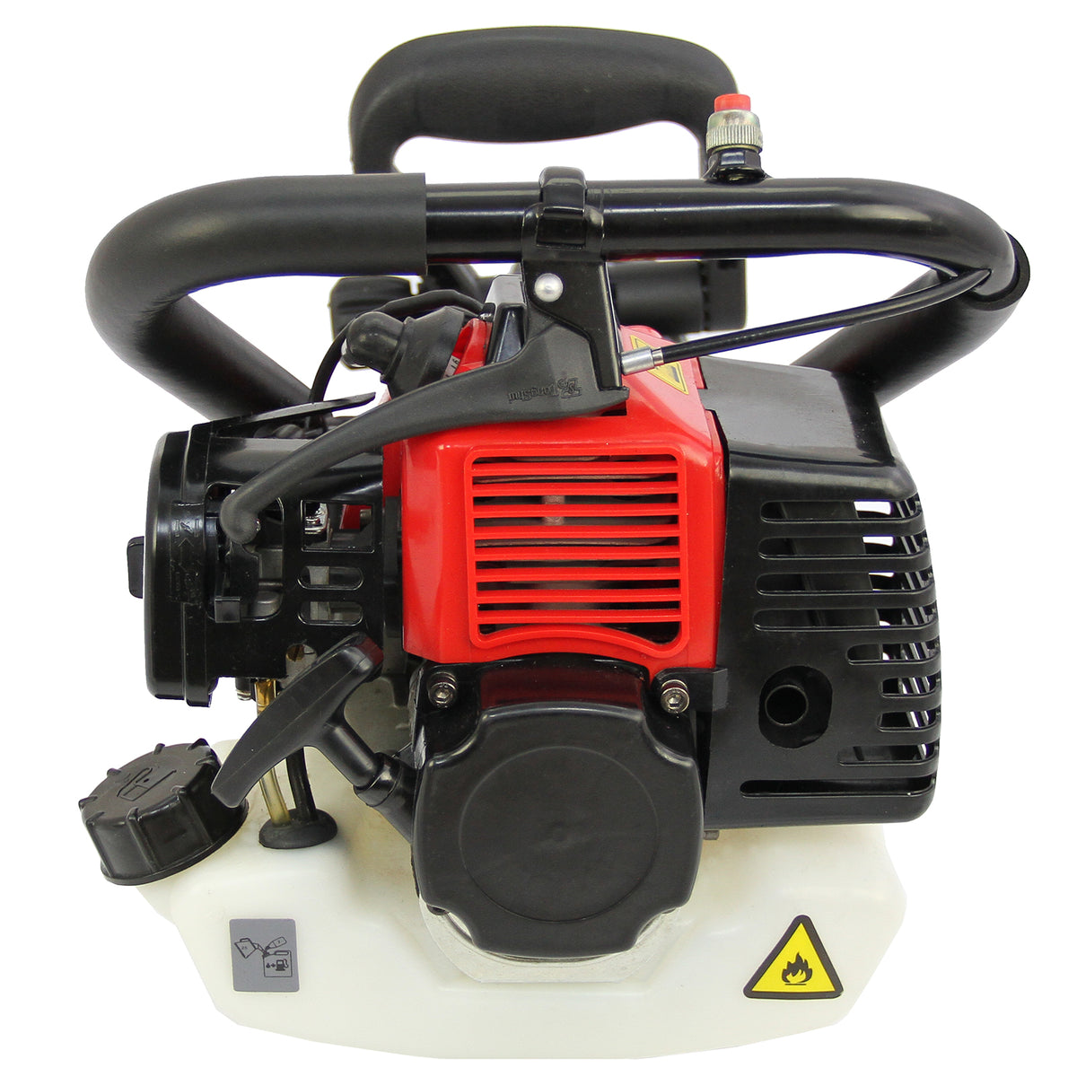 Kompakte T-Mech 2-Takt Benzin Pfahlramme mit rotem und schwarzem Gehäuse, robustem Motor und ergonomischem Griff für einfache Handhabung