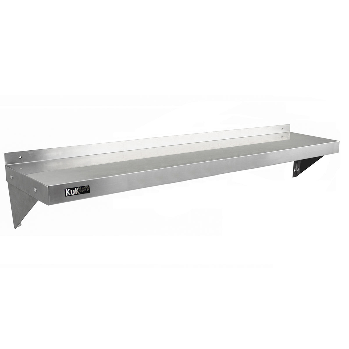 Hochwertiges, 1500 mm langes KuKoo Gastro Wandregal aus rostfreiem Edelstahl, mit glatter, glänzender Oberfläche und stabilen Halterungen für Küchenbedarf