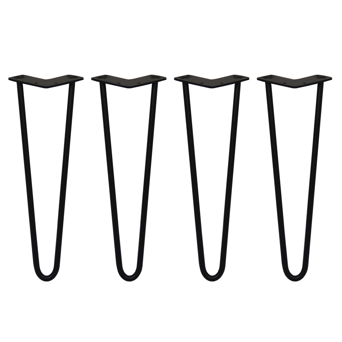 Schwarze Hairpin Tischbeine mit zwei Streben, 40,5 cm hoch, aus robustem Metall, ideal für moderne Möbelgestaltungen und DIY-Projekte